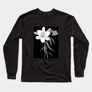 Day Lilies Illustration Monochrome Long Sleeve T-Shirt